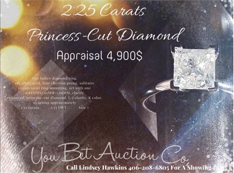 2.2 Carat Princess-cut Diamond appraised at 4,900.00