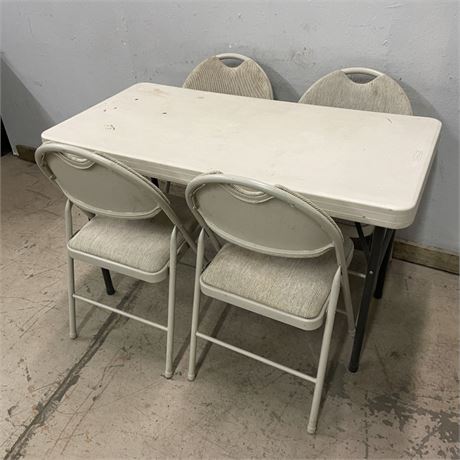 Folding Table w/ 4 Padded Folding Chairs, 48x24x29