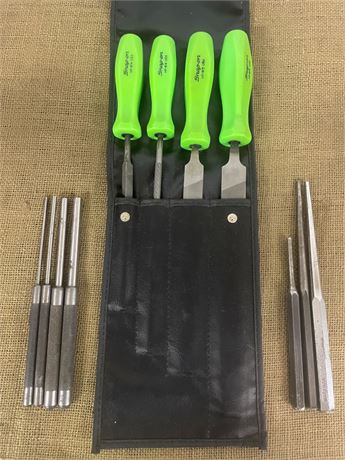 Snap-on File Set, 4 Piece, and 7 Punches (Unknown Manufacturer)