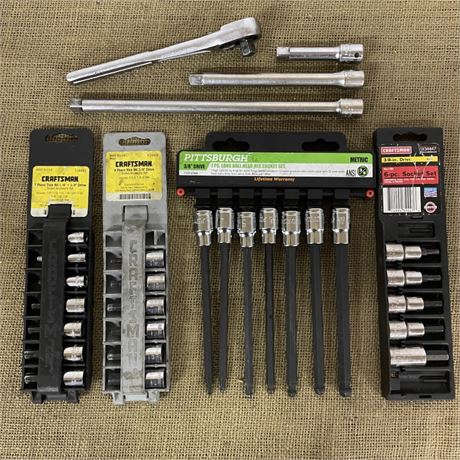 Craftsman 1/4" and 3/8" Hex and Torx Bits, Extensions,and Ratchet