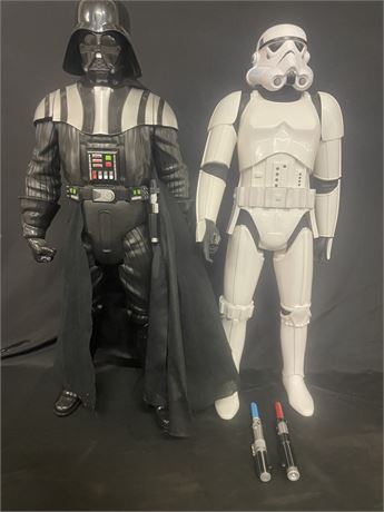 Darth Vader and Storm Trooper, 31" Tall + Small Light Sabers, 7.5"