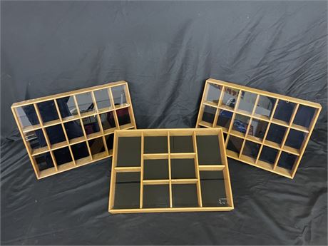 3 Well Made, Wall Mount, Glass Front Display Cases - 21x15x3