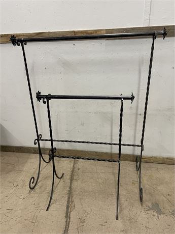 Two Custom Wrought Iron Clothes Hanging Racks, 57x65 and 36x46