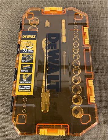 New DeWalt 34 Piece SAE/Metric Socket Set, 1/4' and 3/8"