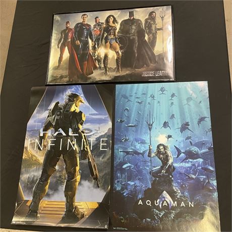 Aquaman, Justice League, and Halo Posters, 1 Frame, 22.5x34