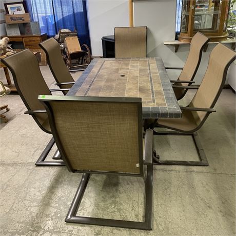 Super Nice Patio Table w/ Six High Backed Chairs, 80x42x29