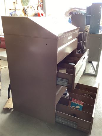 4 Drawer Slanted Top Metal Cabinet -loaded with goodies