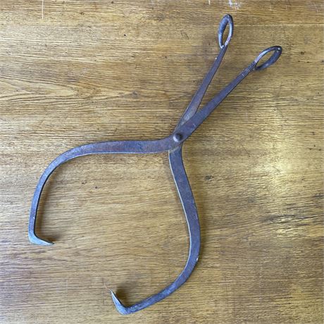 Large Antique Ice Tongs, 35"