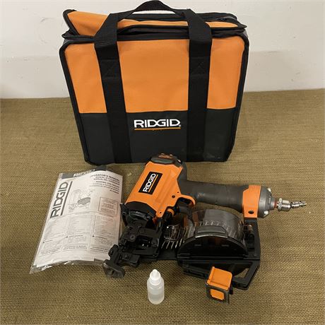 Nearly New Rigid Pneumatic Coil Roofing Nailer w/ Storage Bag