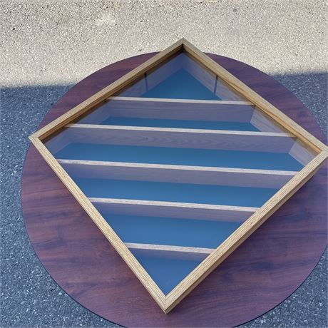 Glass Front Display Case, 36" diagonal, 6" deep, Cleat Hanger