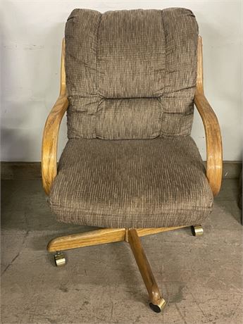 Upholstered Oak Swivel Chair