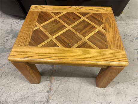 Inlaid Oak Side Table, 30x24x19