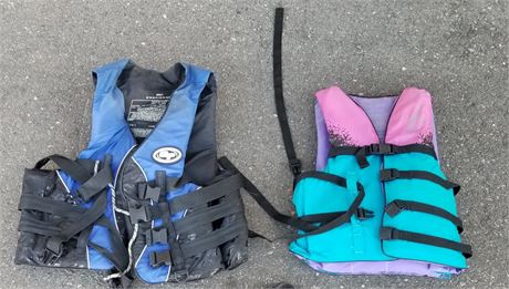 Pair of Floatation Vests (LG & XXXL) and Water Shoes (12 & 8)