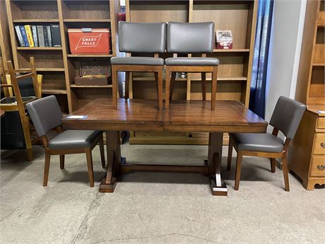 Well Made Wood Dining Table w/ 4 Upholstered Chairs