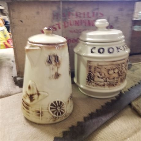 Vintage Cookie Jar & Lidded Pitcher