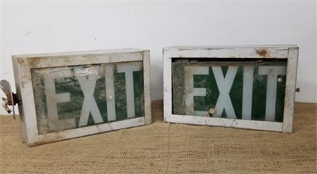 Glass Exit Sign Pair11x7x3