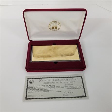 22kt Gold Leaf $100,000 Certificate