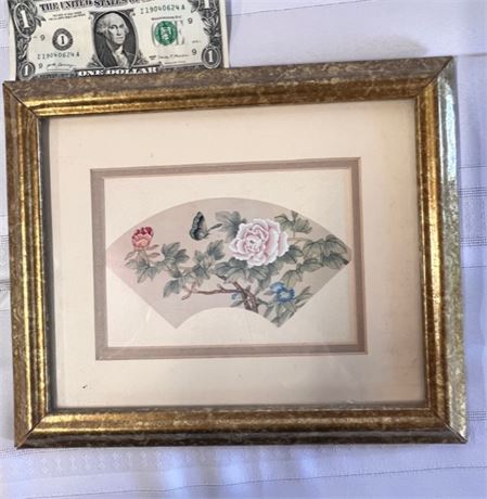 Picture Asian fan shaped floral in frame