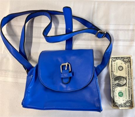 small bright blue purse