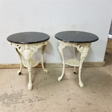 Vintage Cast Iron Table Pair  - 23"D x 30"H