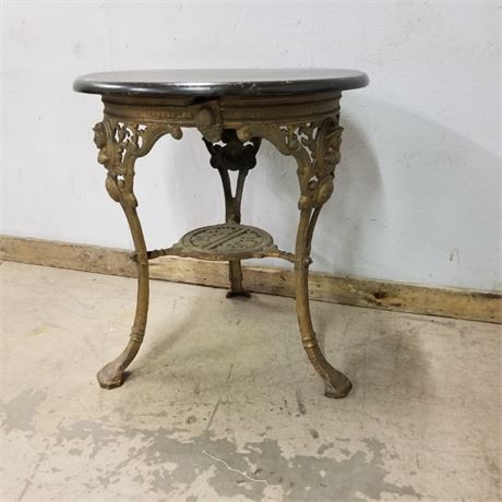 Vintage Cast Iron Table  - 26"D x 30"H