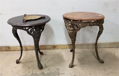 Vintage Cast Iron Table Pair  - 23"D x 30"H - Needs Work