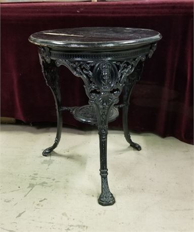 Vintage Cast Iron Table - 24"D x 30"H