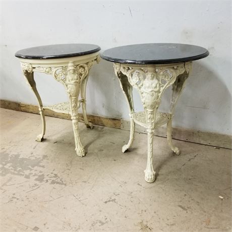 Vintage Cast Iron Table Pair  - 24"D x 30"H