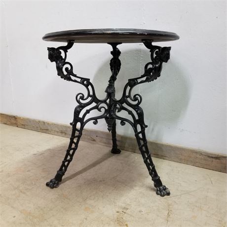 Vintage Cast Iron Table - 25"D x 29"H