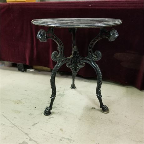 Vintage Cast Iron Table - 25"D x 28"H