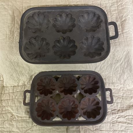 2 Cast Iron Muffin Pans