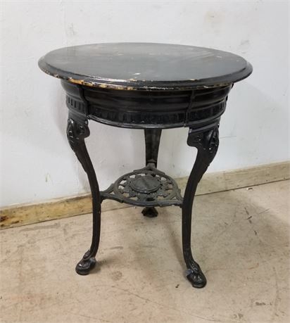 Vintage Cast Iron Table - 25"D x 29"H