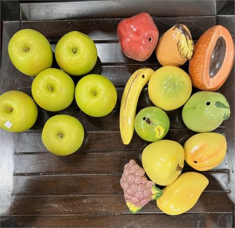 plastic apples and ceramic fruit