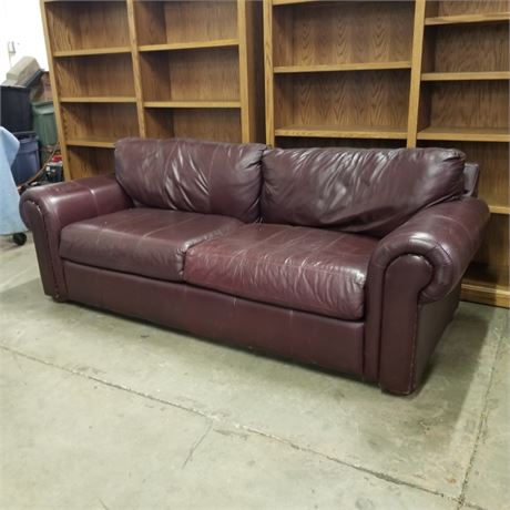 Oxford Red Leather Sofa - 84"➡️