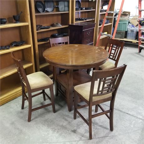 Tall Dining Room Table w/ 4 Chairs - 42x36