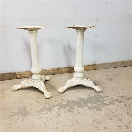 Vintage Cast Iron Table Base Pair 28"⬆️(white)