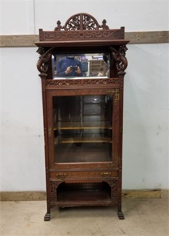 Antique Hand Carved Secretary/Cabinet/Hutch - 30x15x71