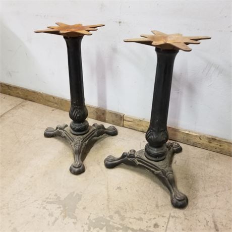 Vintage Cast Iron Table Base Pair 28"⬆️.