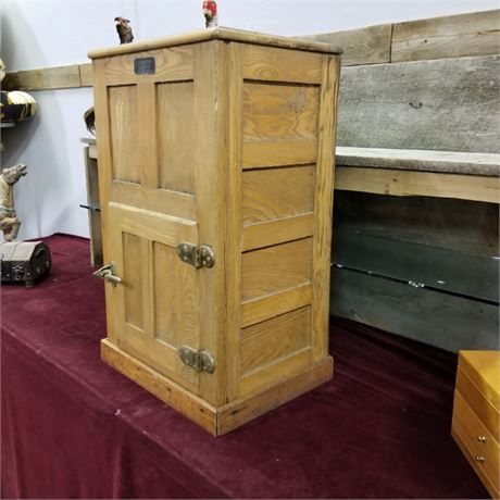 Antique Apartment Size Sanitary Oak Ice Box - 18x14x31