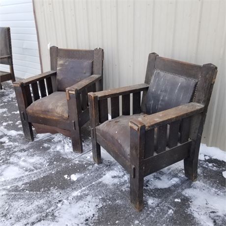 Antique Wood Karpen Chair Pair - Each 29"➡️