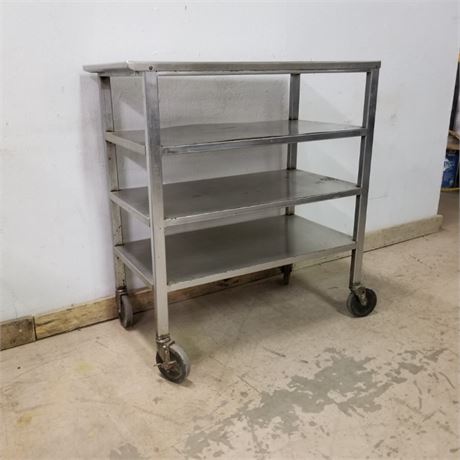 Rolling Stainless Shelved Cart - 36x18x39