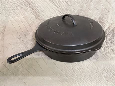 Vintage Wagner Cast Iron Drip Drop Skillet 1059A  w/ Cover #9 1069A