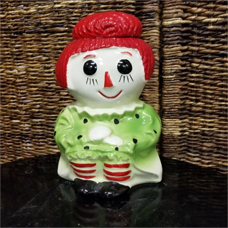 Vintage USA Pottery Raggedy Ann Cookie Jar - 6x10