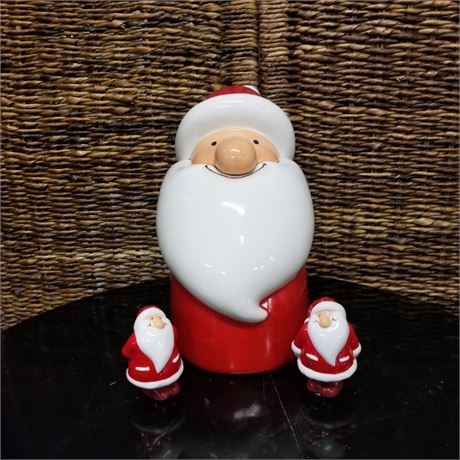 Collectible Dept 56 Santa Cookie Jar + S&P Shakers Set - 4x9