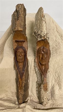 Large (27"⬆️)  Native American Wood Carving Pair