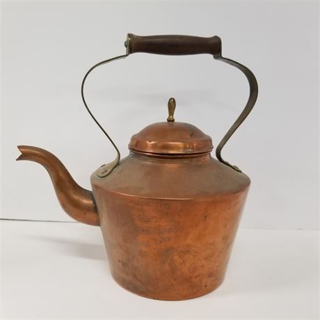 Antique Copper Teapot from Portugal