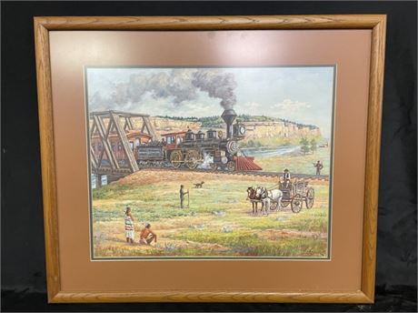 First Locomotive into Billings, MT -1882 L. Veeder Print - (28x24)