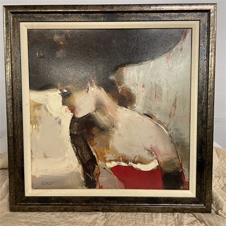 Icko "Lady in Red" Framed - 30x29