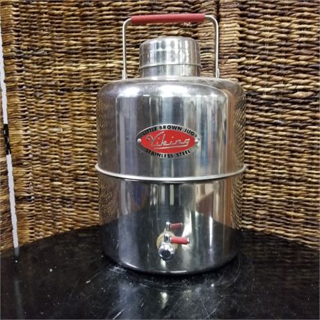 Vintage Viking Stainless Steel Little Brown Jug Thermos Dispenser