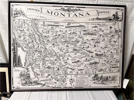 Large Framed map of Montana